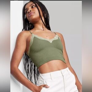 Wild Fable Olive Green Lace Trim Camisole Top-Size XL